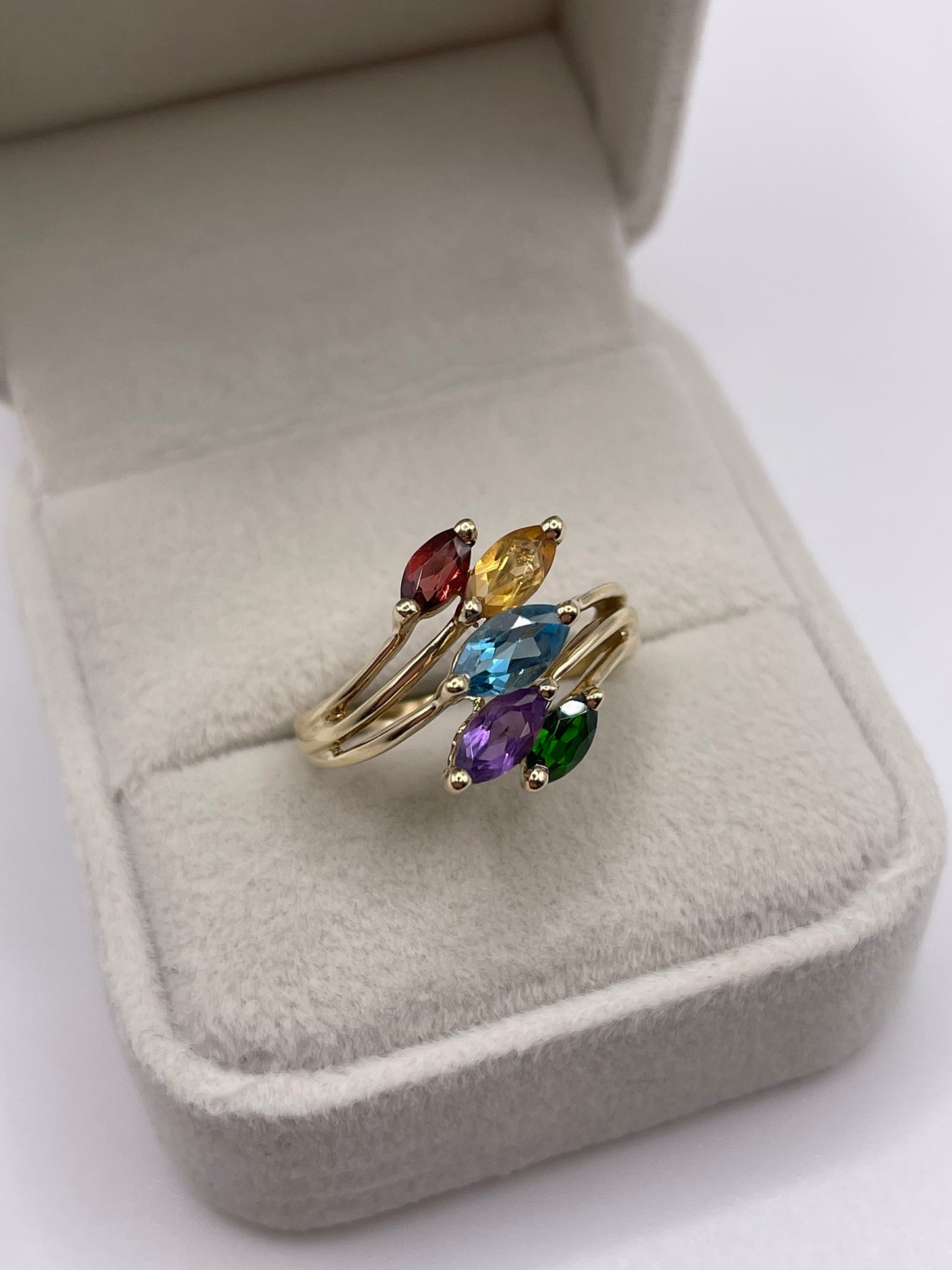 9ct gold multi gemstone ring