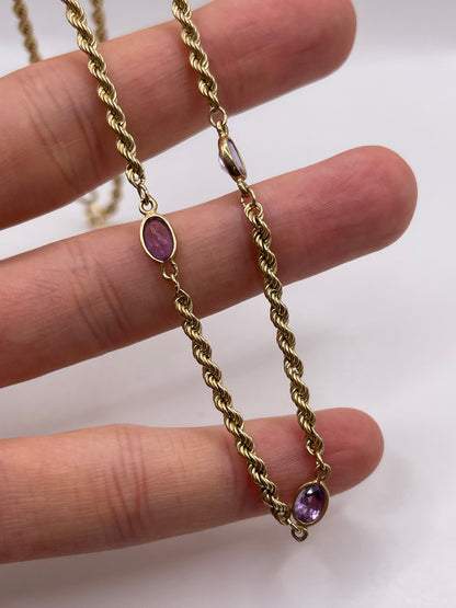 9ct gold amethyst necklace
