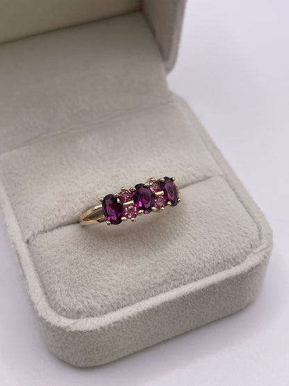 9ct gold garnet and tourmaline ring