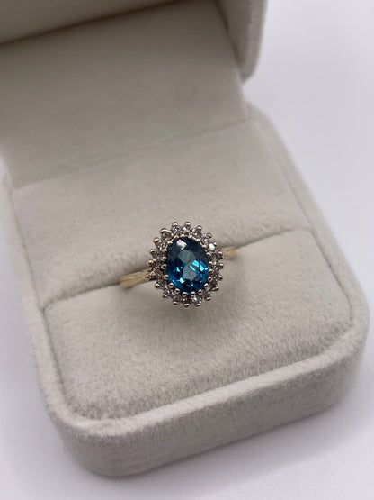 9ct gold topaz and diamond ring