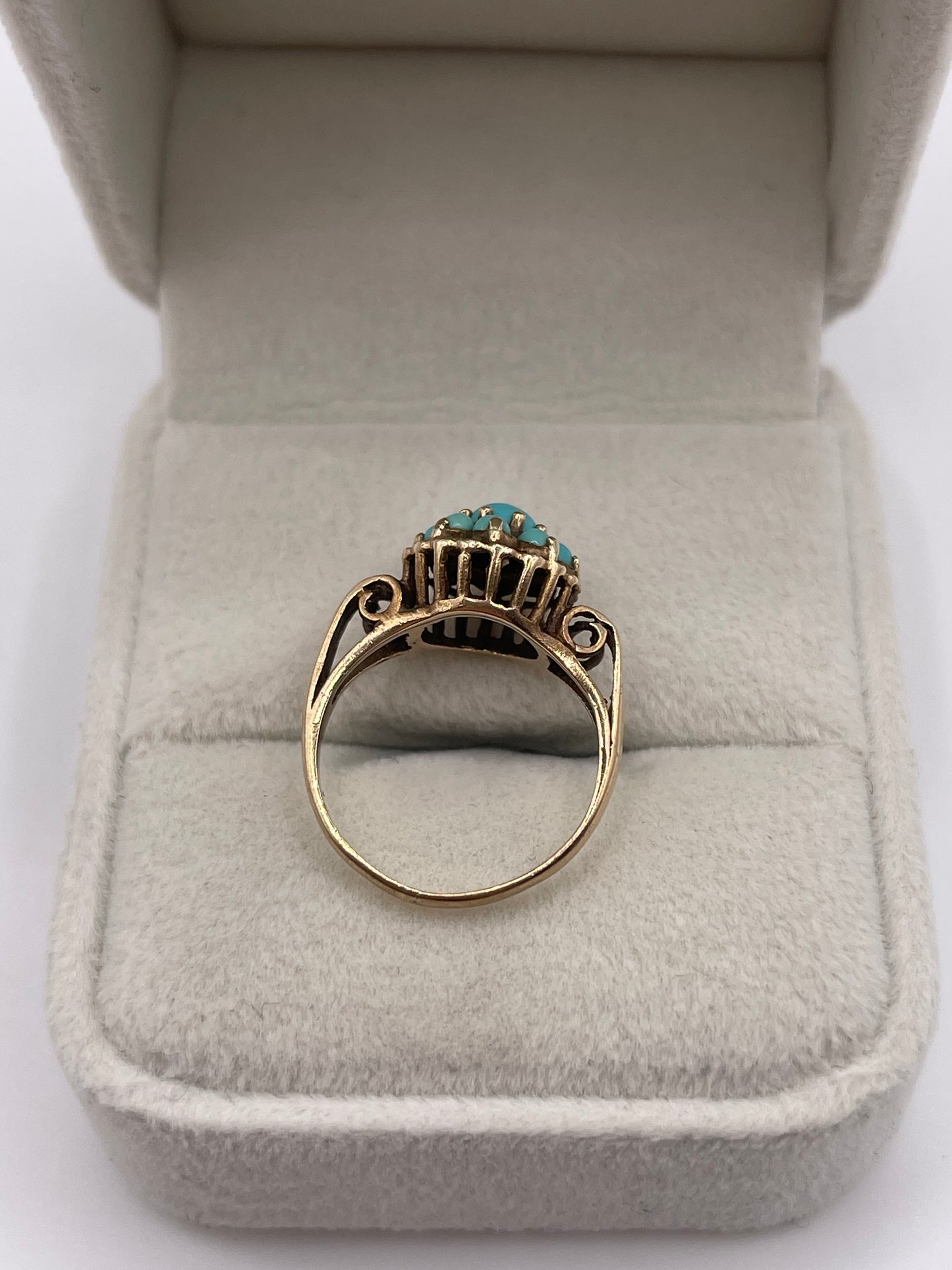 9ct gold turquoise cluster ring