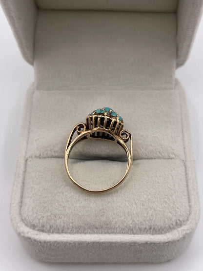 9ct gold turquoise cluster ring