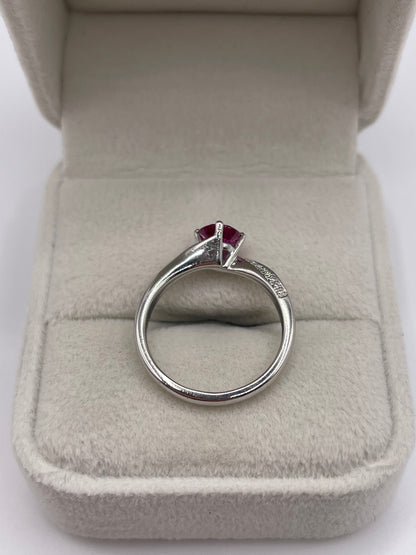 Platinum ruby and diamond ring