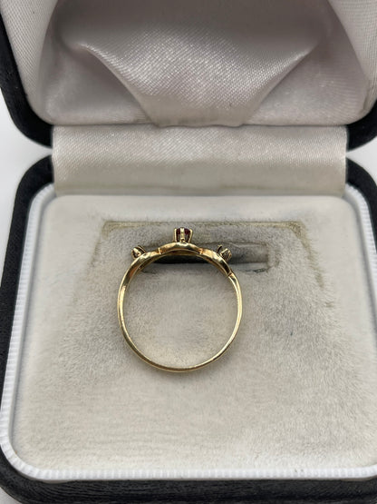 9ct gold ruby and diamond ring