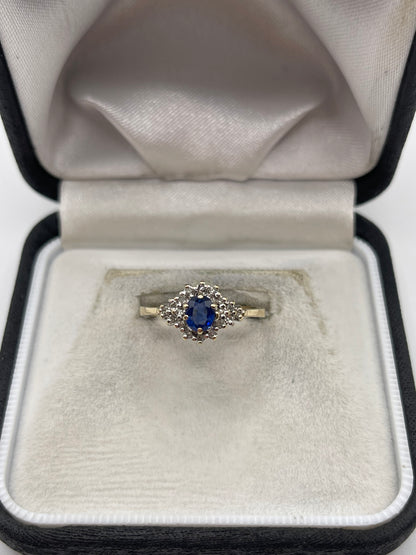 9ct gold sapphire and diamond ring