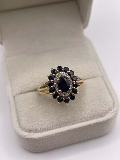 9ct gold sapphire and diamond ring