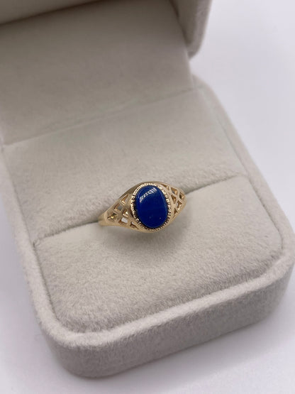 9ct gold lapis lazuli signet ring