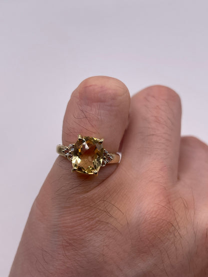 9ct gold citrine and zircon ring