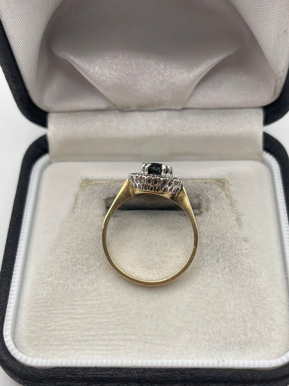 9ct gold sapphire and diamond ring