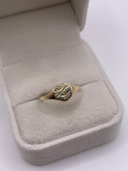 9ct gold diamond signet ring