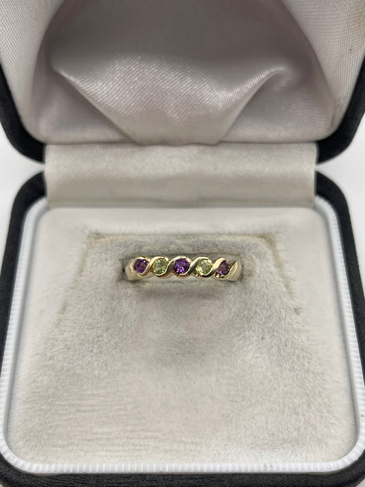 9ct gold amethyst and peridot ring