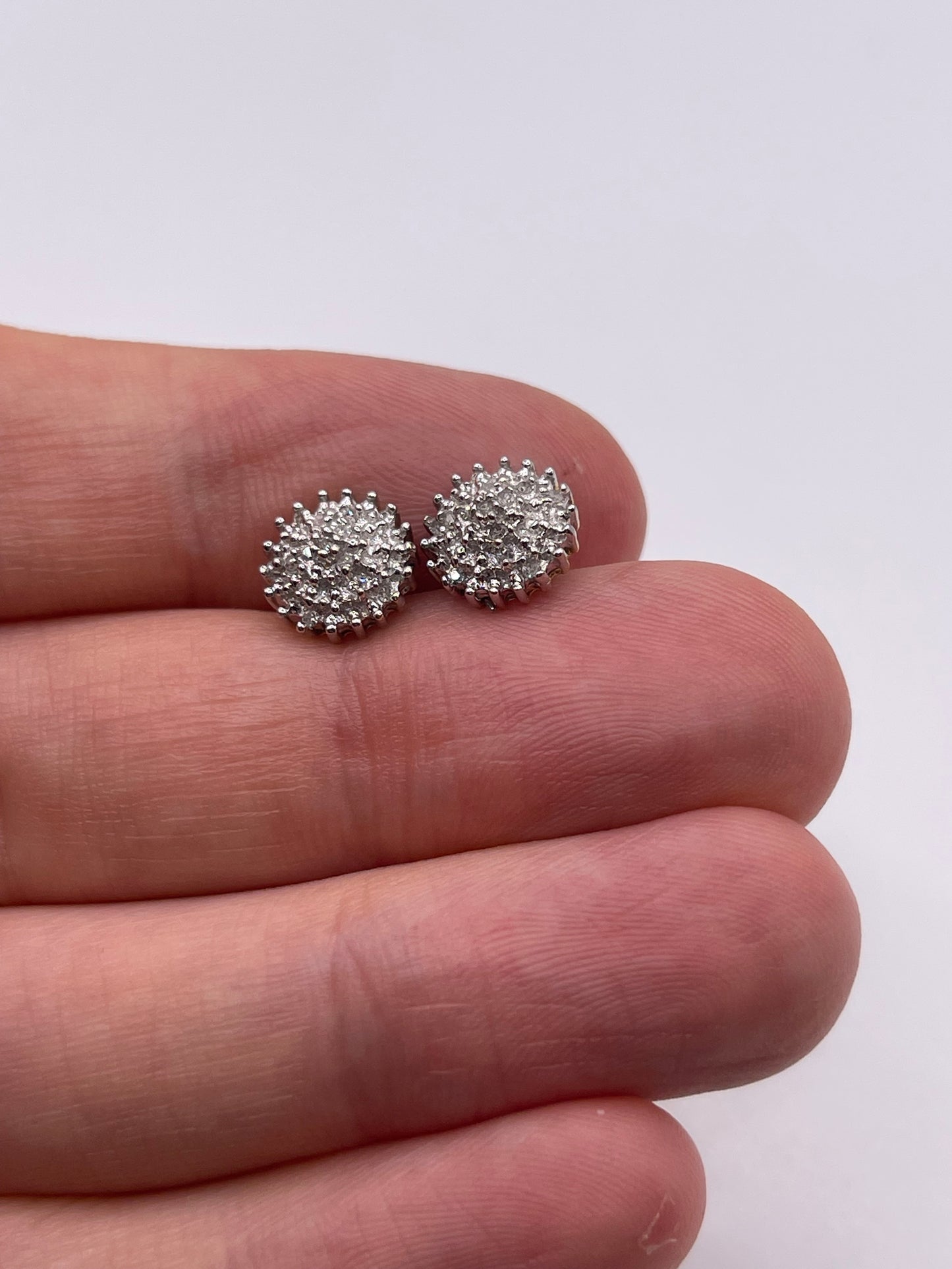 9ct gold diamond cluster earrings
