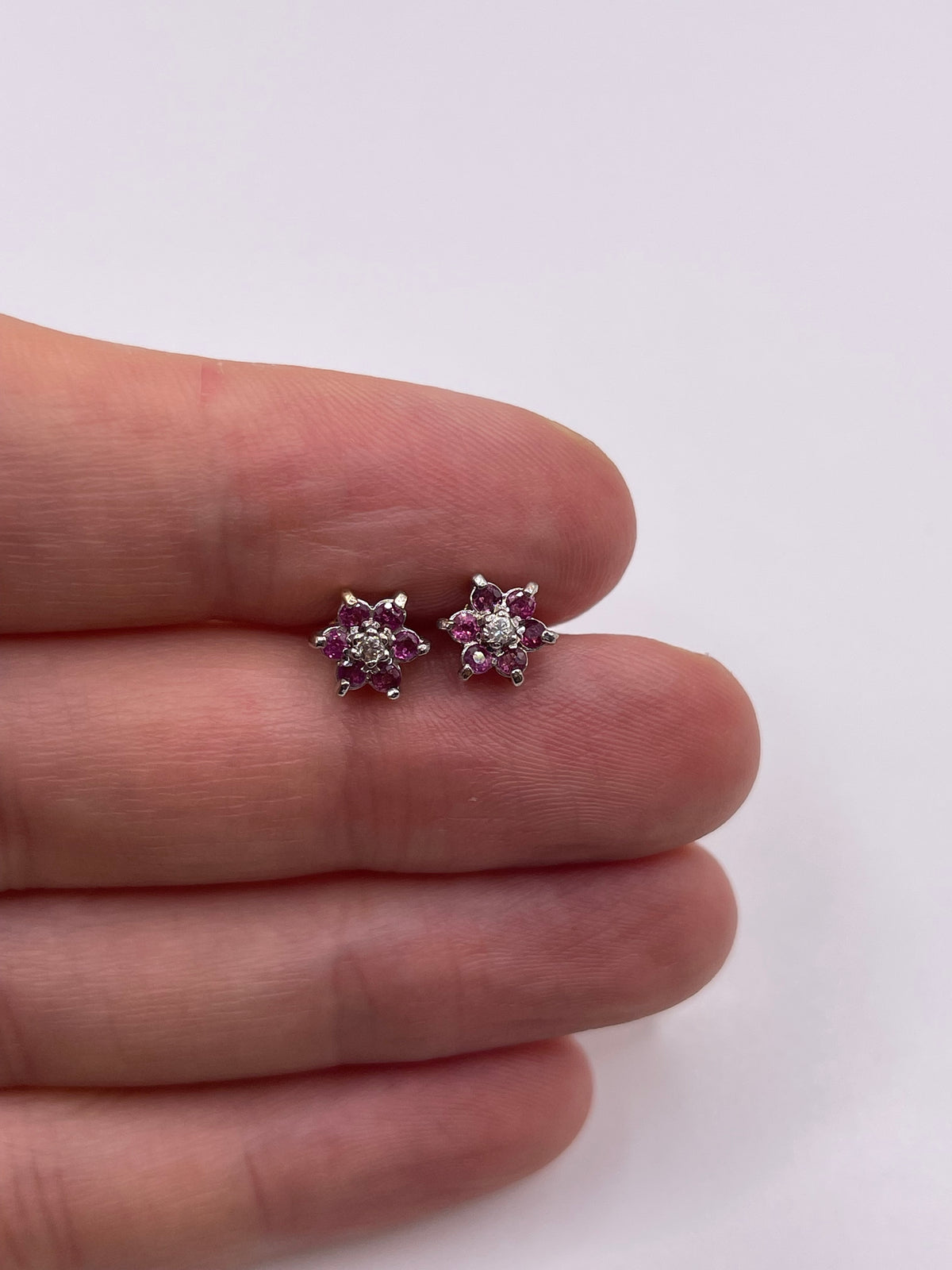 9ct gold ruby and diamond earrings