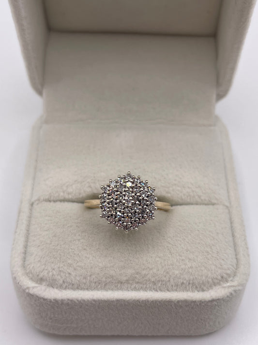 9ct gold diamond cluster ring
