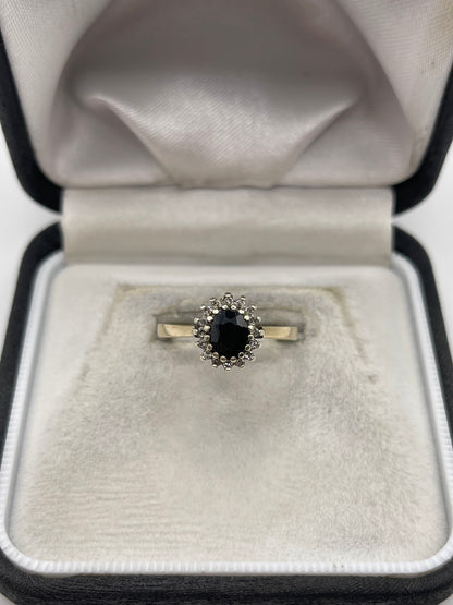 9ct gold sapphire and diamond ring