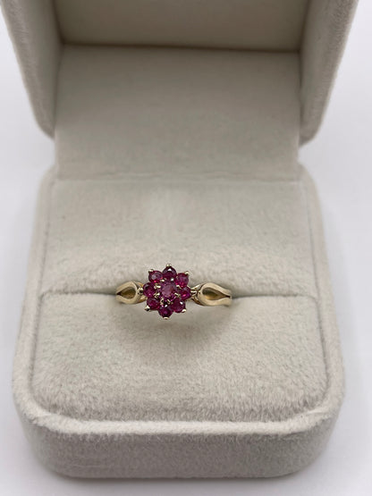 9ct gold ruby cluster ring
