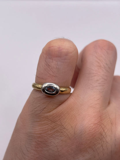 9ct two tone gold aquamarine ring