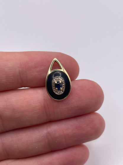 9ct gold sapphire and diamond pendant