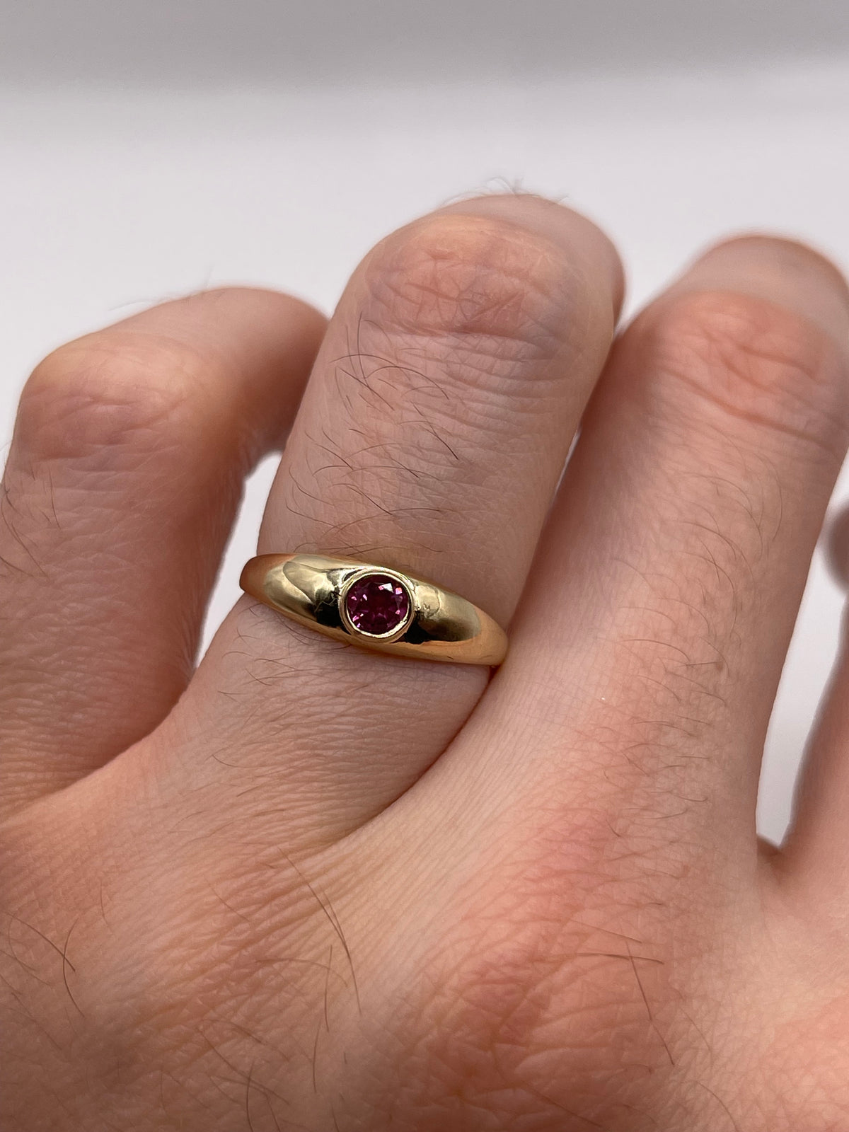 9ct gold pink topaz gypsy ring