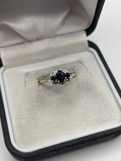 9ct gold sapphire and diamond ring