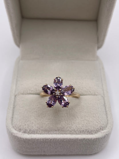 9ct gold quartz and diamond ring