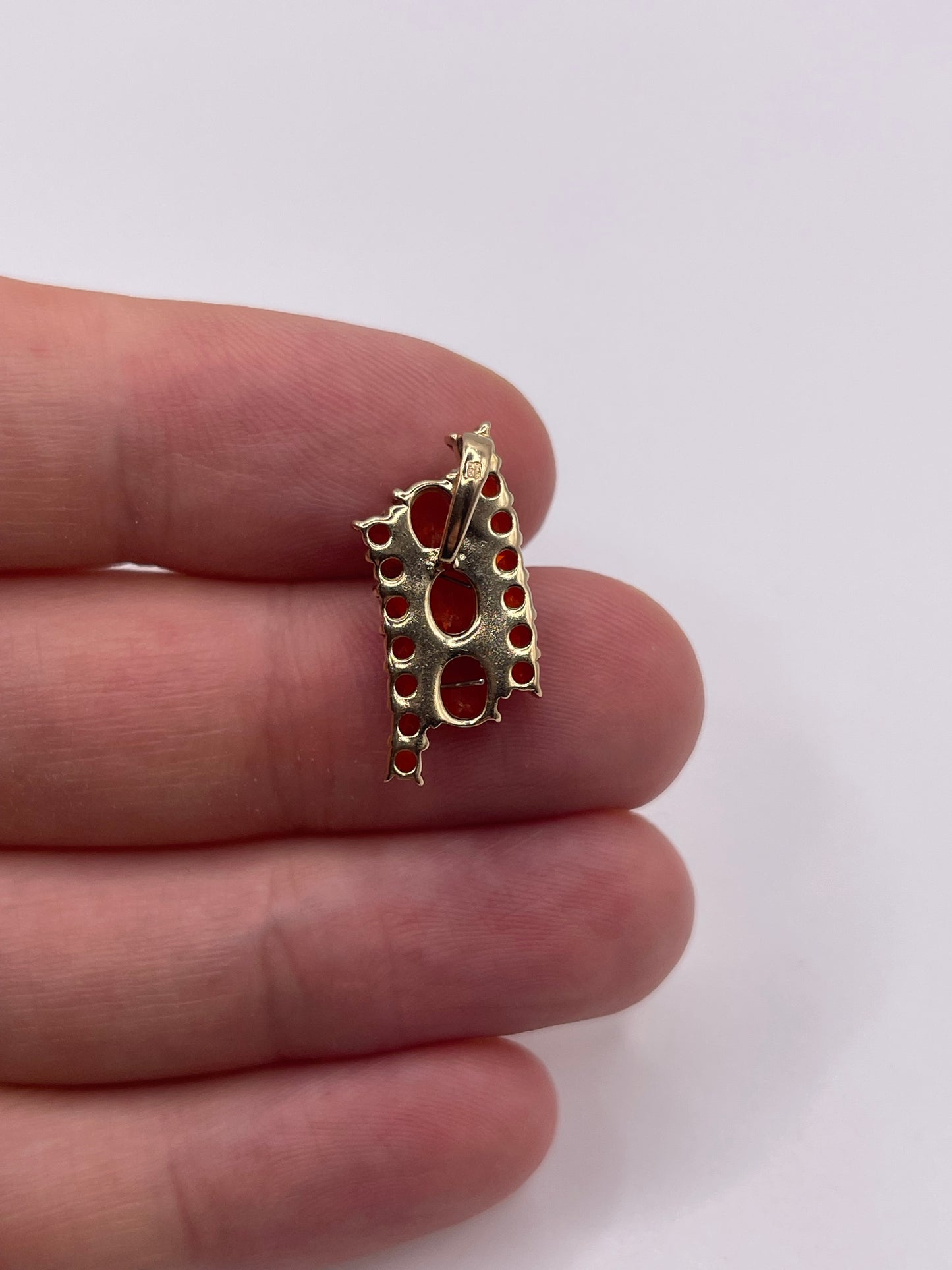 9ct gold fire opal cluster pendant