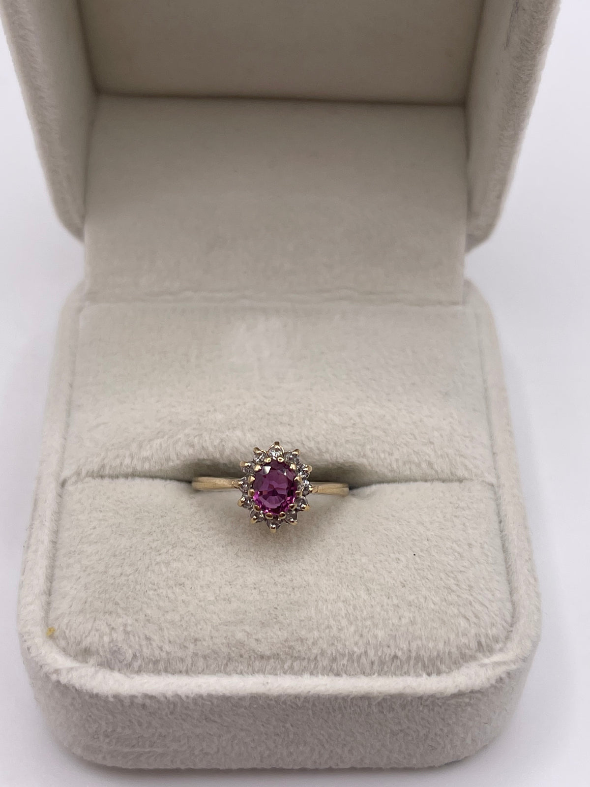 9ct gold ruby and diamond ring