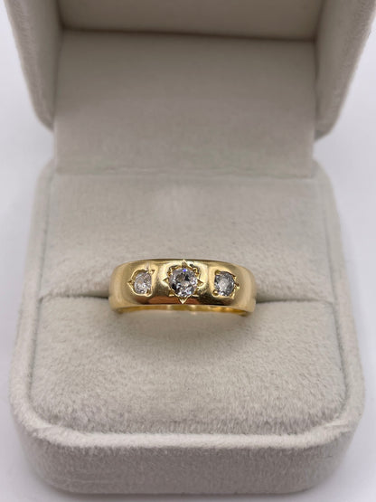 Antique 18ct gold old cut diamond gypsy ring