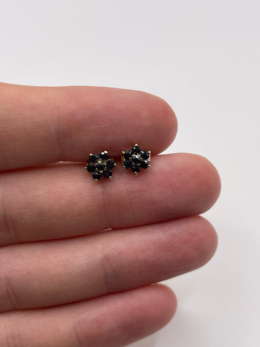 9ct gold sapphire cluster earrings
