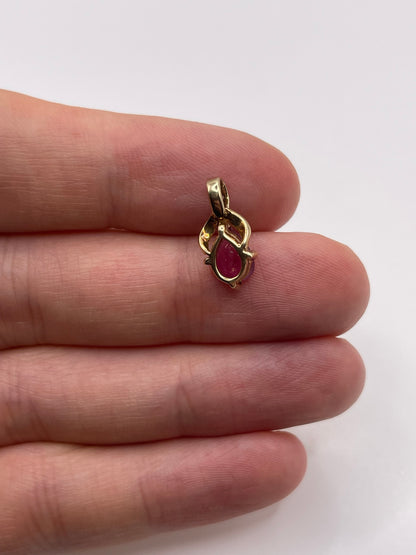 9ct gold ruby and diamond pendant