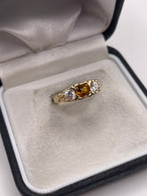 Load image into Gallery viewer, 9ct gold citrine and cz ring
