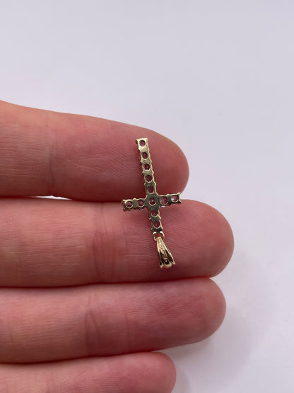 9ct gold tanzanite cross pendant