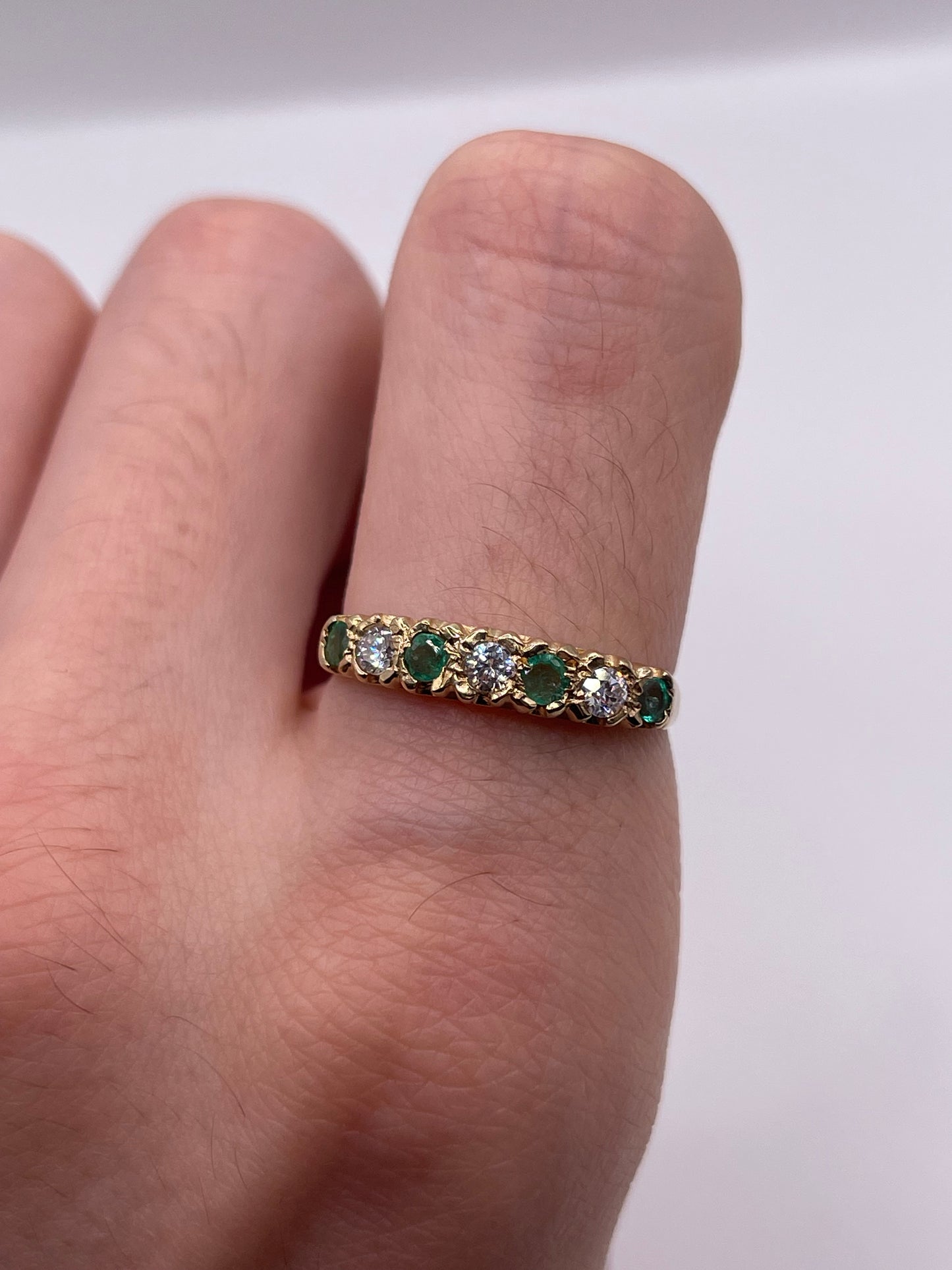 9ct gold emerald and cz ring