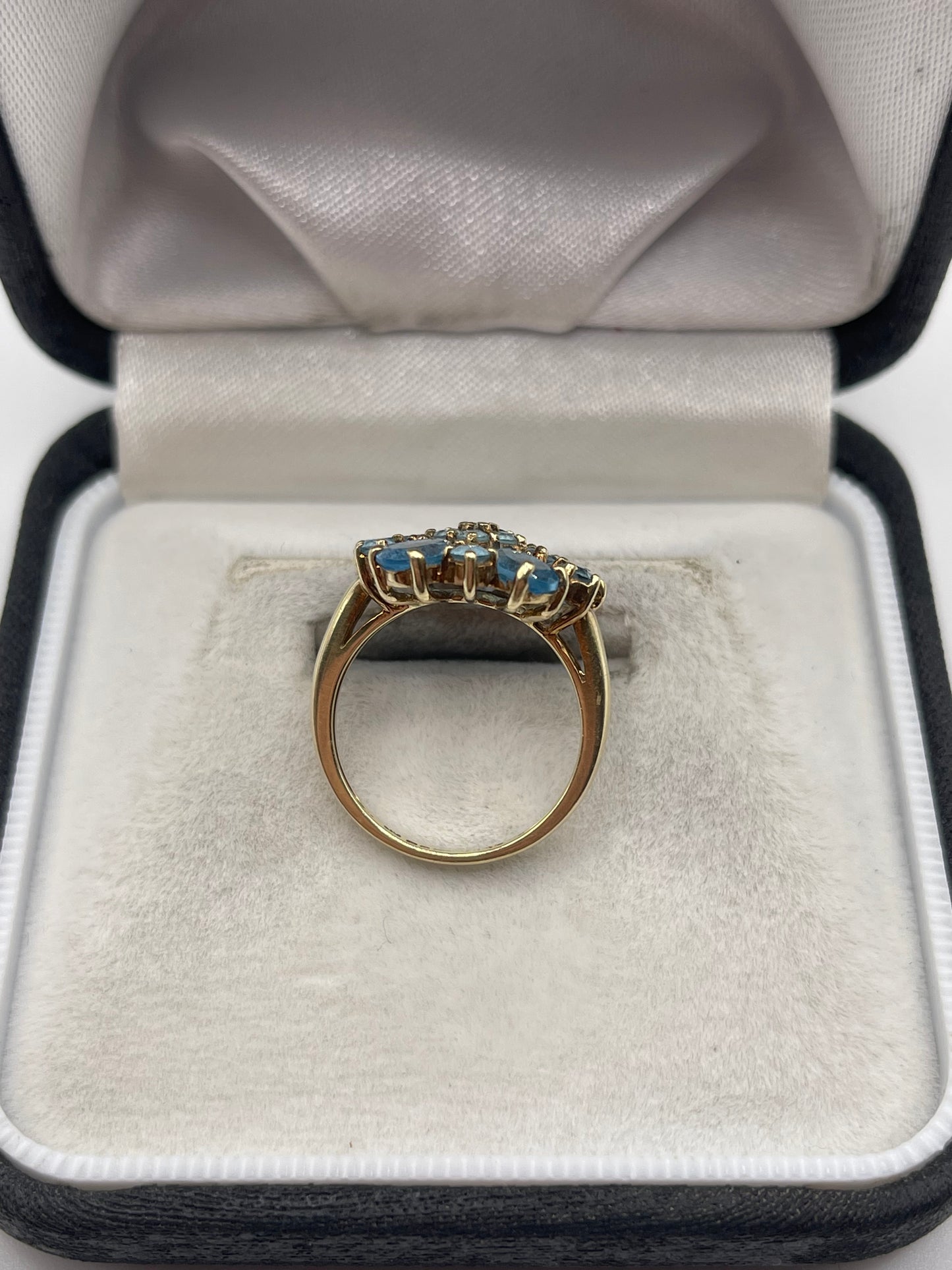 9ct gold blue topaz and diamond ring