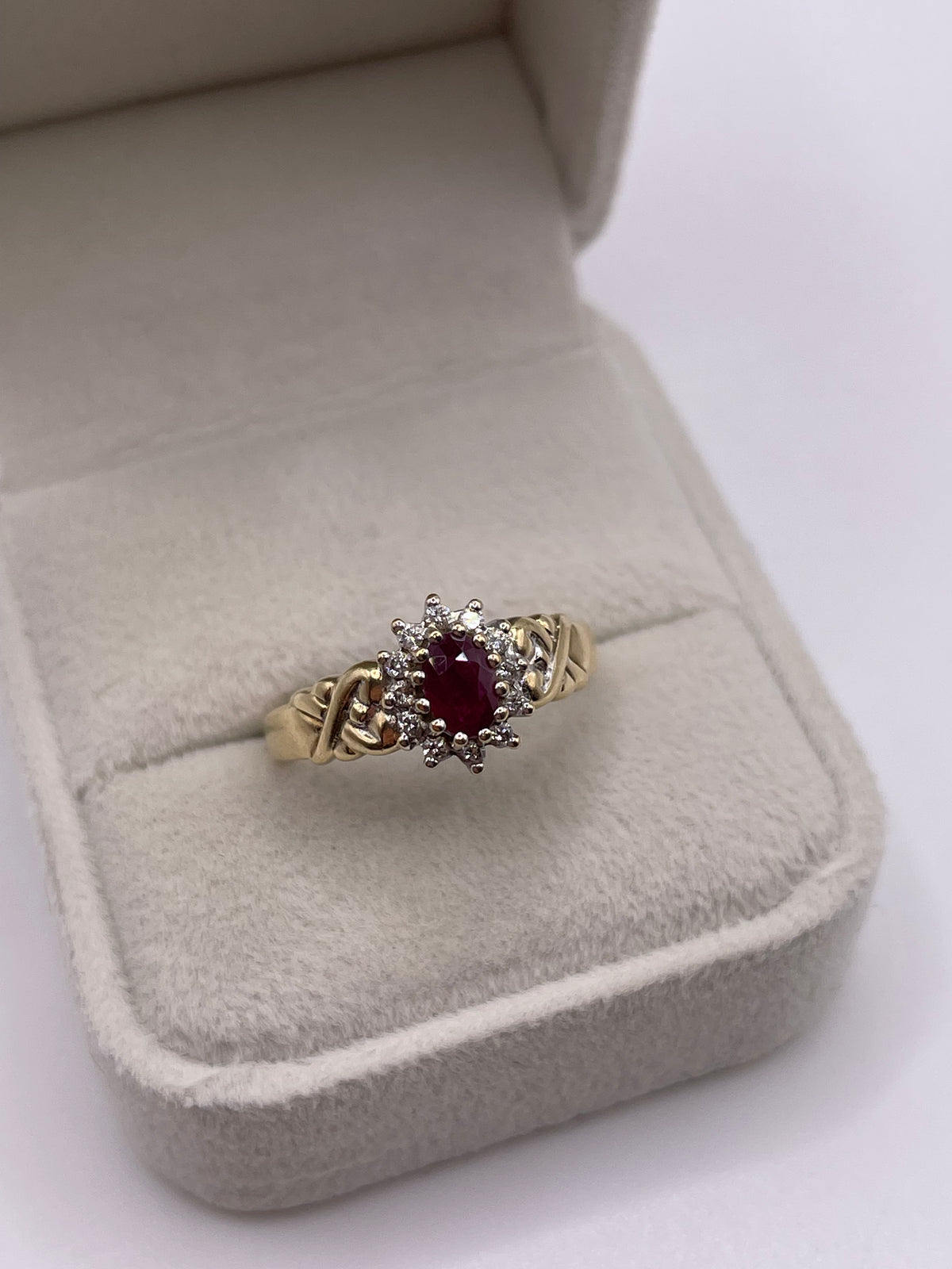 9ct gold ruby and diamond ring