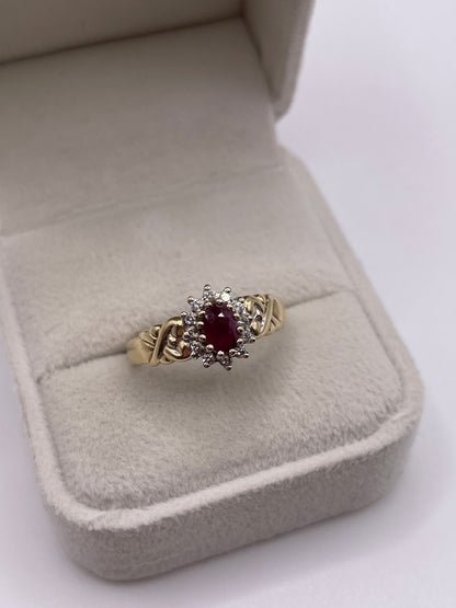 9ct gold ruby and diamond ring