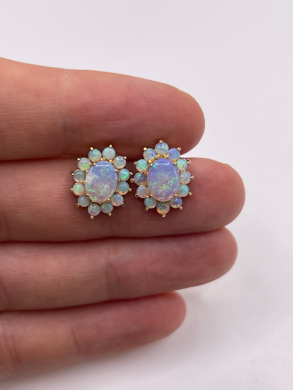9ct gold opal cluster earrings