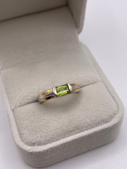 14ct two tone gold peridot ring