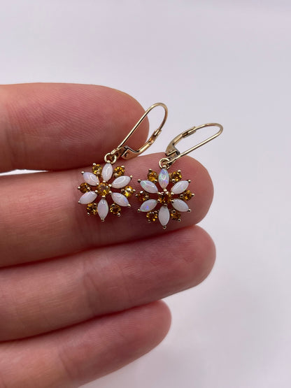 9ct gold opal and citrine earrings