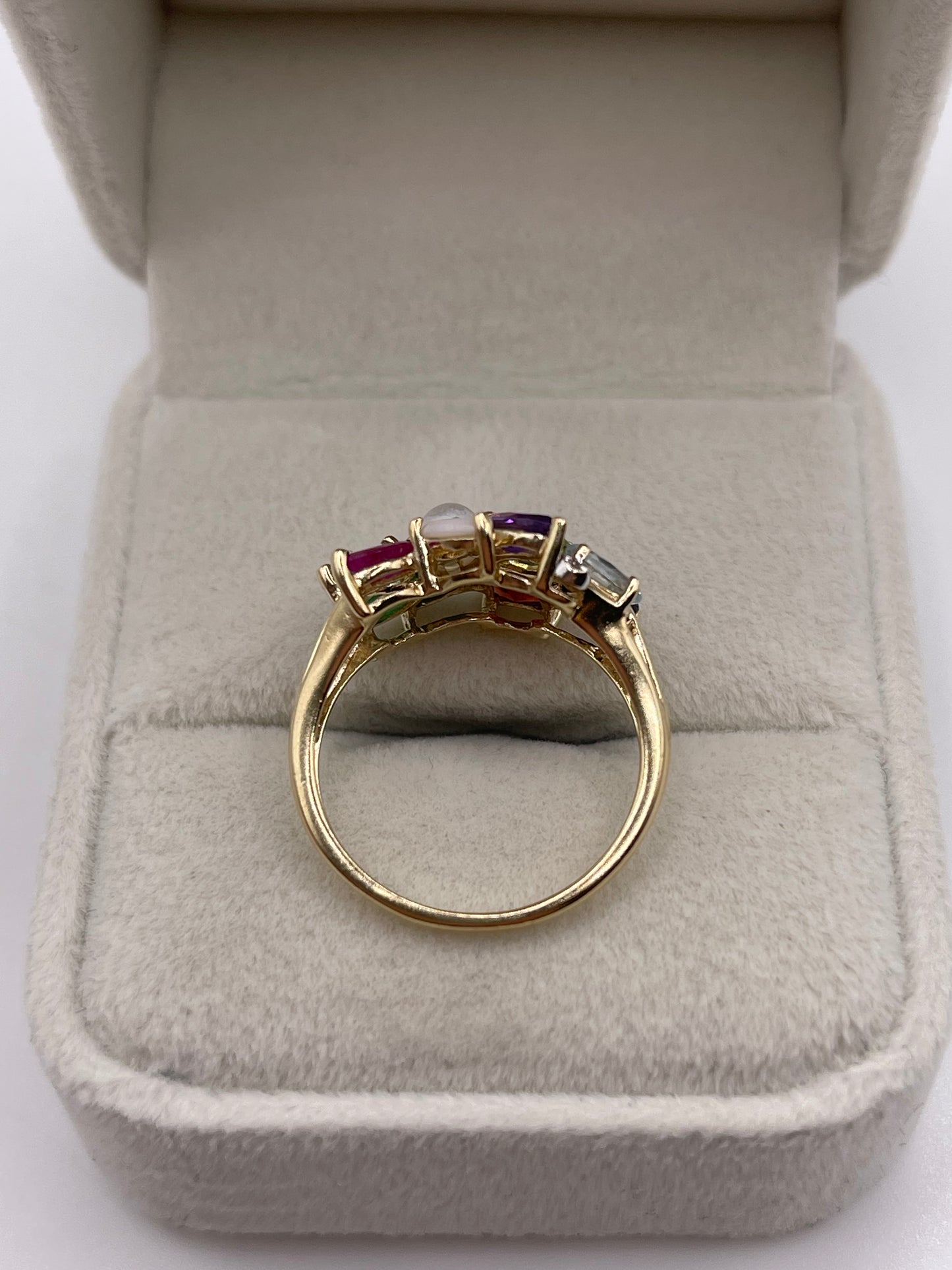 9ct gold multi gemstone cluster ring