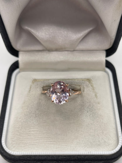 9ct rose gold morganite and zircon ring