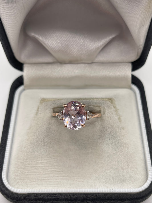 9ct rose gold morganite and zircon ring