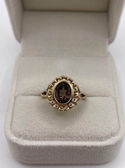 9ct gold Smokey quartz ring