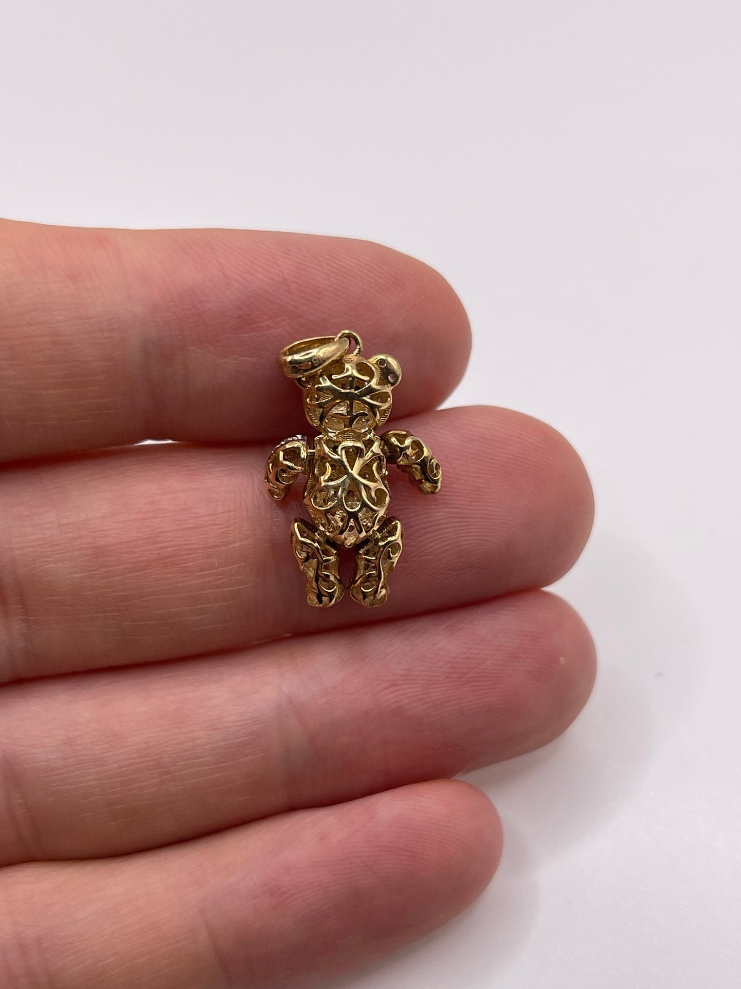 9ct gold cz bear charm