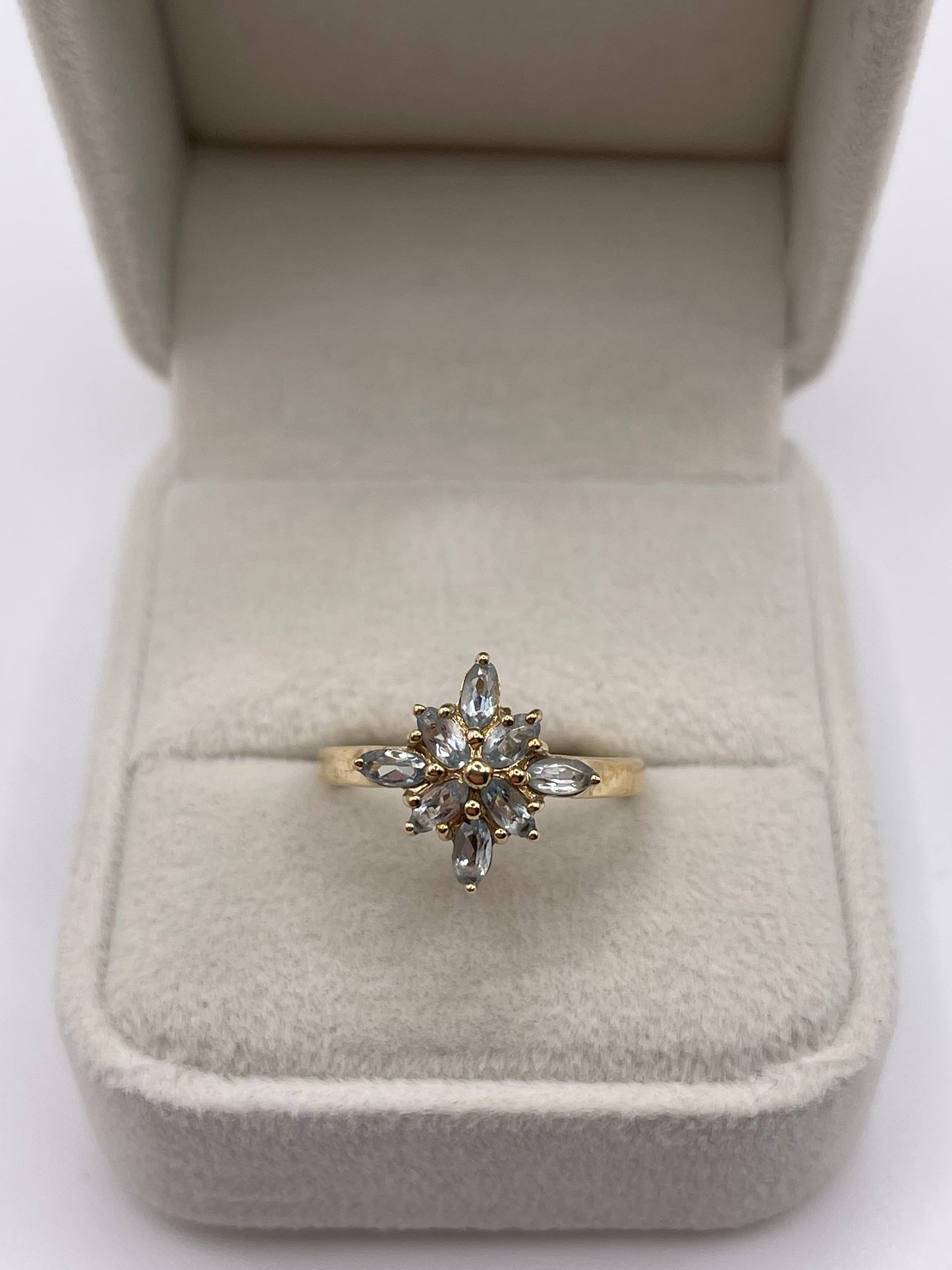 9ct gold aquamarine cluster ring