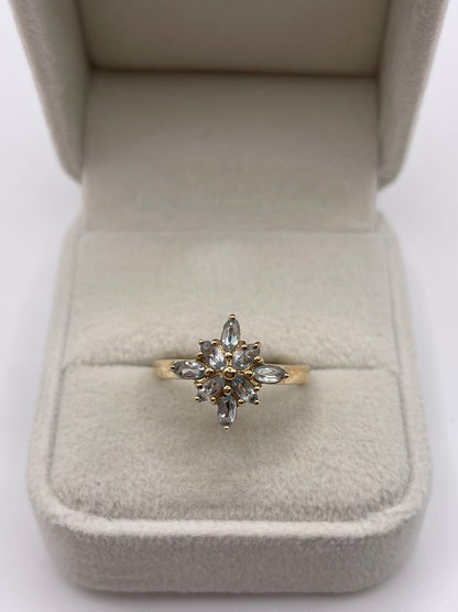 9ct gold aquamarine cluster ring