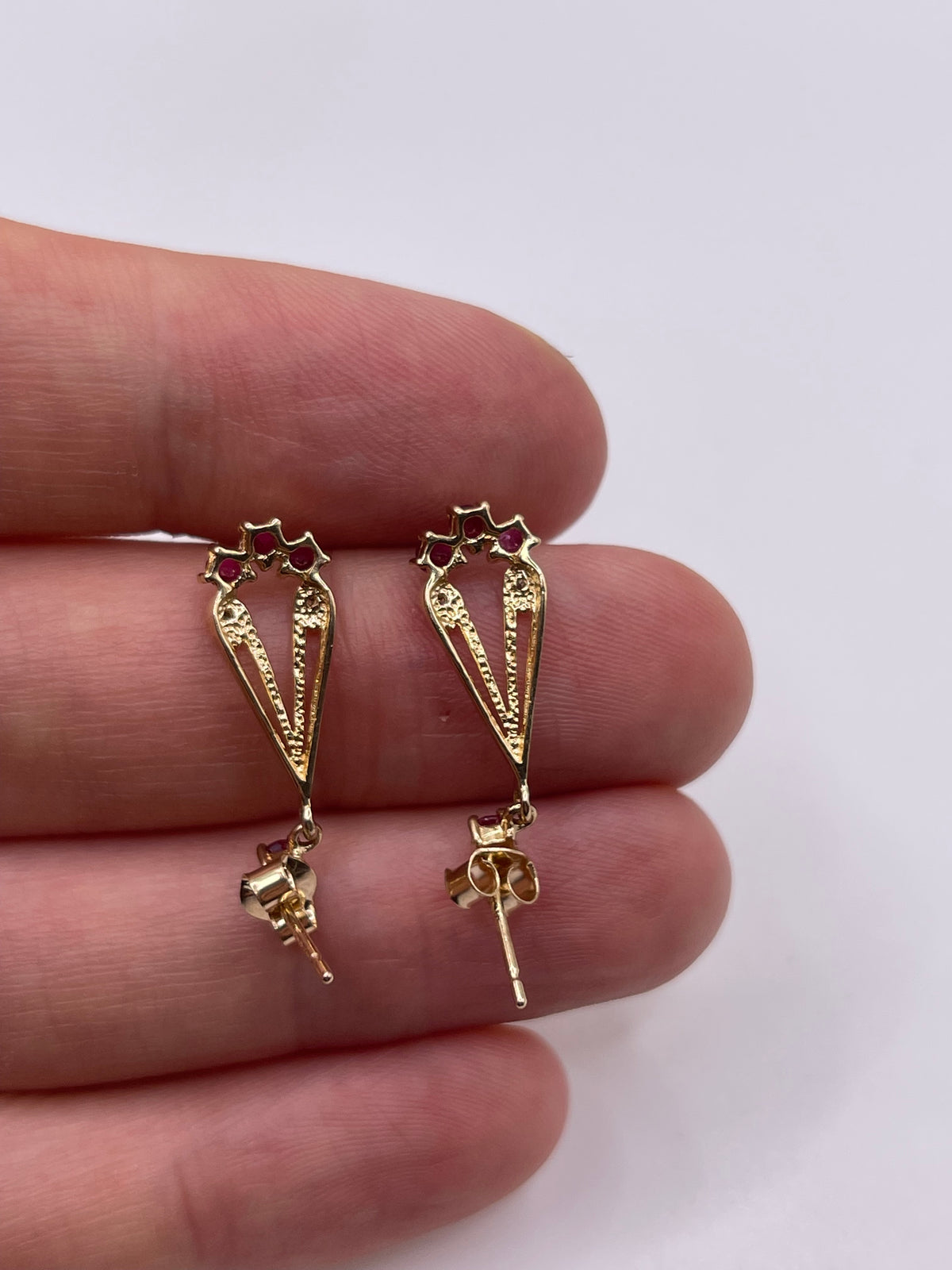 9ct gold ruby and diamond earrings