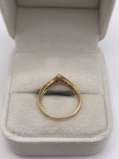 9ct gold diamond wishbone ring