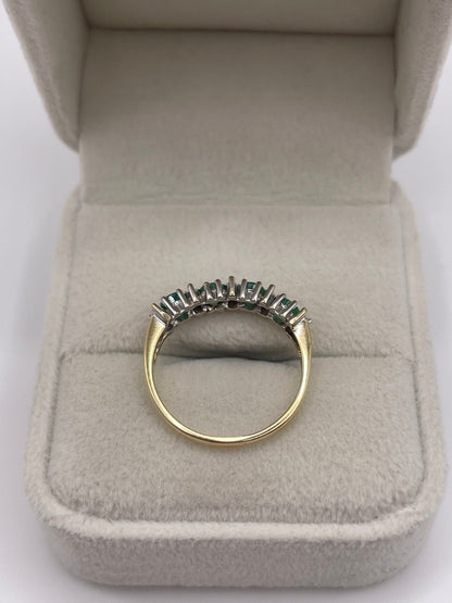 9ct gold emerald and diamond ring