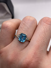 Load image into Gallery viewer, 14ct gold blue topaz and diamond ring
